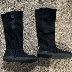 Ugg black knit boots with buttons
